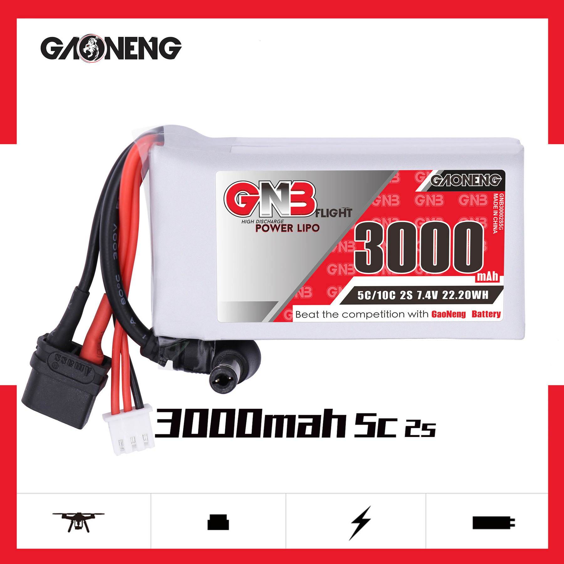 GNB 2S 7.4V 3000mAh 5C/10C Lip - огляд і ціна Skyzone Sky04X Pro Oled Fpv Goggles