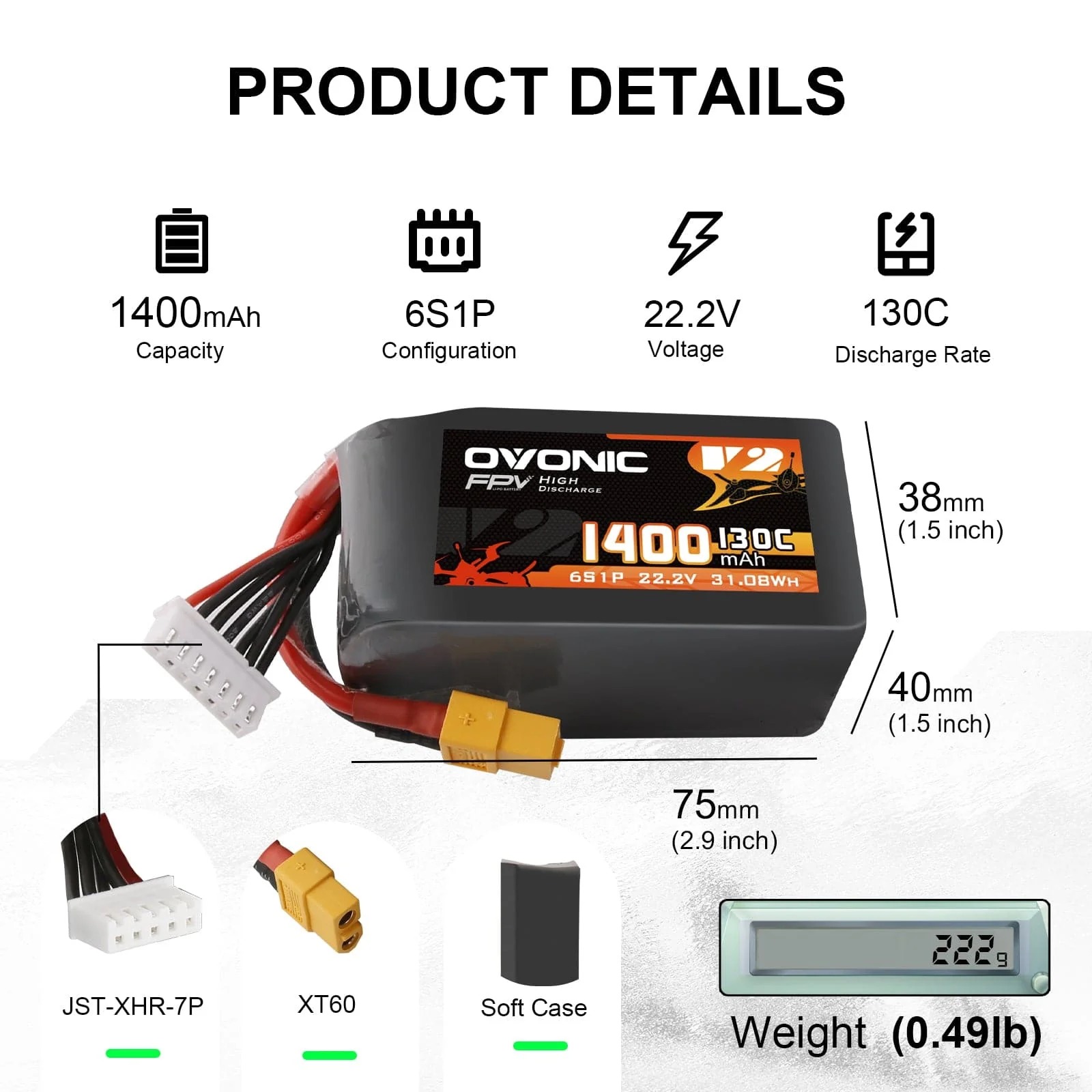 Ovonic 6S LiPo Battery 22.2V 1 - огляд і ціна Walksnail Avatar Hd Goggles X